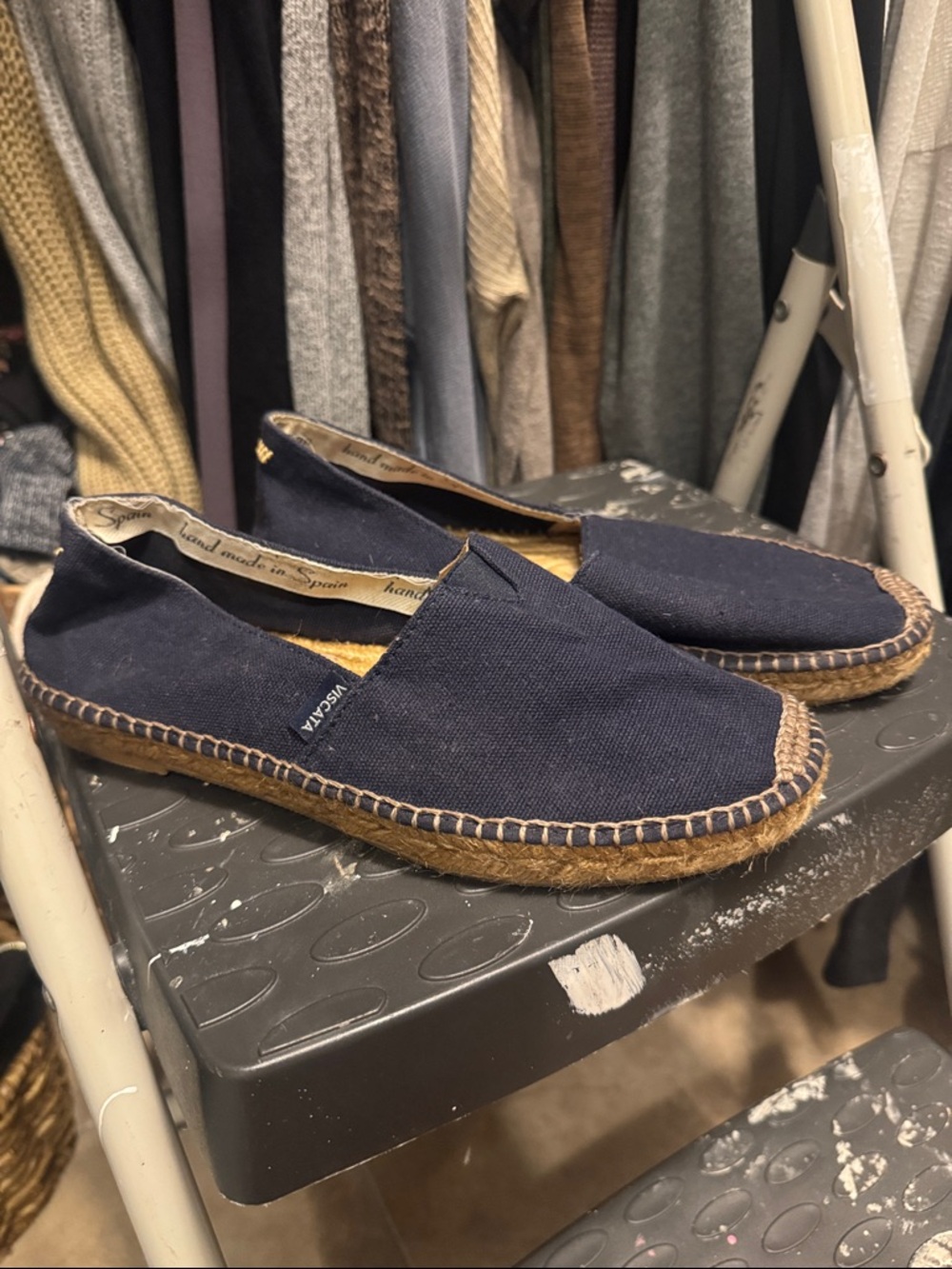 Women's Navy Canvas Espadrille Mules